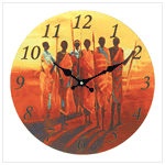 Masai Hunters Wall Clock